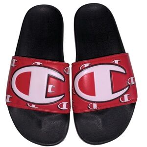 Champion Unisex Red W/Logo Slides